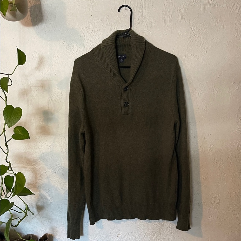 J. Crew Men's Forest Green Shawl Collar Sweater